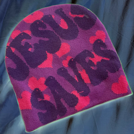 Jesus Saves Beanie - Purple